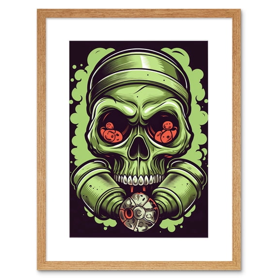 Skull Gas Mask Old School USA Tattoo Ink Body Rockabilly Americana 50s Artwork Framed Wall Art Print 9X7 Inch