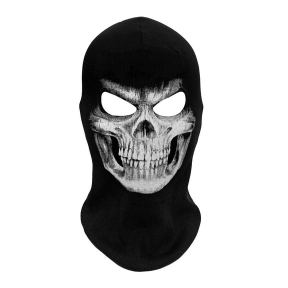 Skull Ghost Balaclava Face Mask, Robust Elastic Ribbed Tactical Hood, Sturdy Resilient Full Face Mask for Motorcycle, Skiing & Outdoor Sports, One Size Fits Most