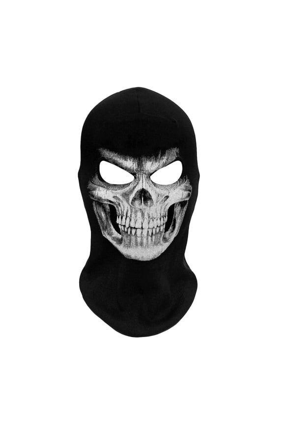 Skull Ghost Balaclava Face Mask, Robust Elastic Ribbed Tactical Hood, Sturdy Resilient Full Face Mask for Motorcycle, Skiing & Outdoor Sports, One Size Fits Most