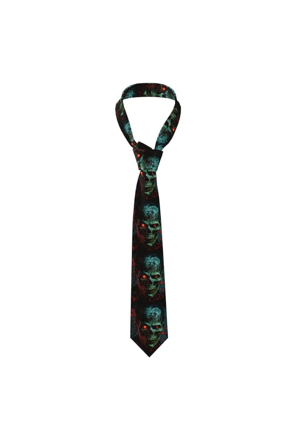 Skull Ghost Zombies Head Red Eyes Cool Men's Formal Necktie Business Suit Accessory Ties for Weddings Banquets Office Gift