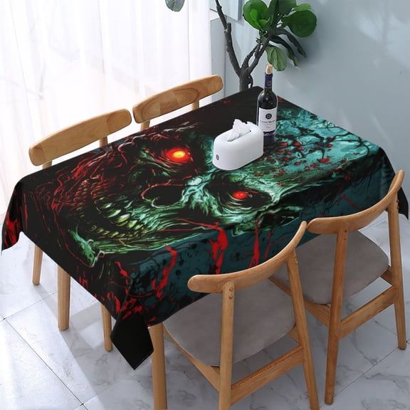 Skull Ghost Zombies Head Red Eyes Cool Rectangular Tablecloth 54"x 72" Waterproof Rectangle Table Cover Cloth for Kitchen Dining Room Picnic Home Party