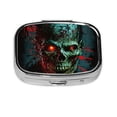thumbnail image 1 of Skull Ghost Zombies Head Red Eyes Cool Square Pill Box 2 Compartment Pill Case Medicine Organizer Decorative Gift for Purse Pocket, 1 of 5