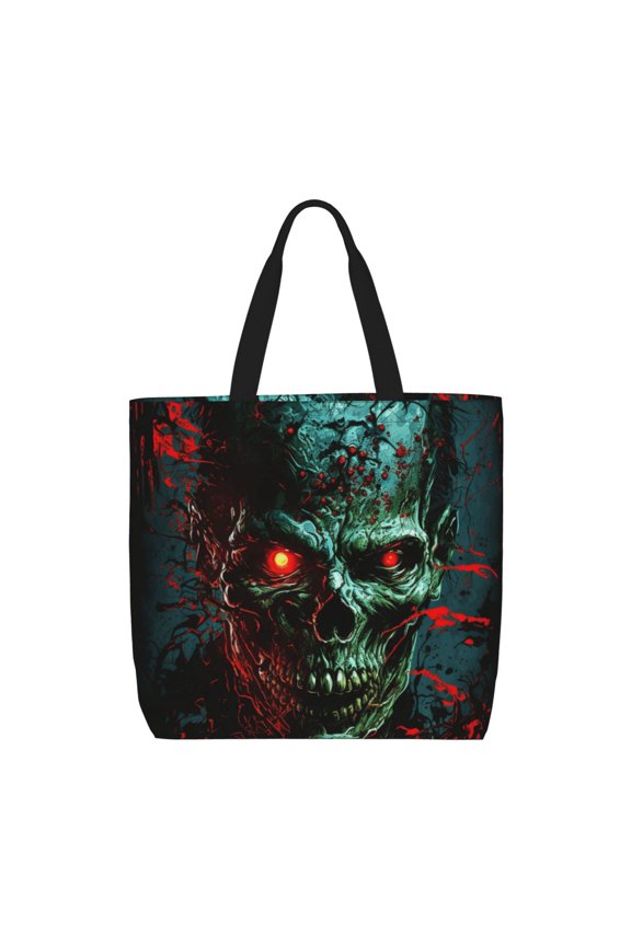 Skull Ghost Zombies Head Red Eyes Cool Tote Bag Reusable Shoulder Handbag Top Handle Purse for Shopping Work