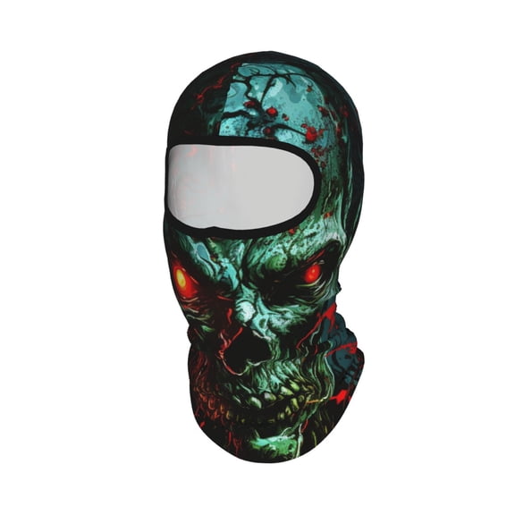 Skull Ghost Zombies Head Red Eyes Cool Unisex Balaclava Ski Mask Full Face Cover for Cold Weather & UV Protection, Breathable Cooling Helmet Liner