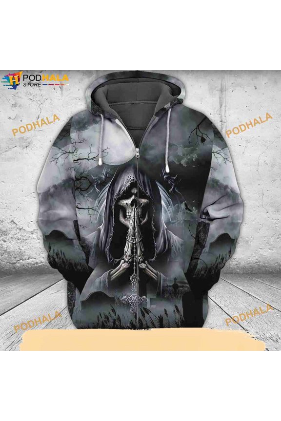 Skull Gift Halloween 3D Hoodie, Halloween Gifts For Kids