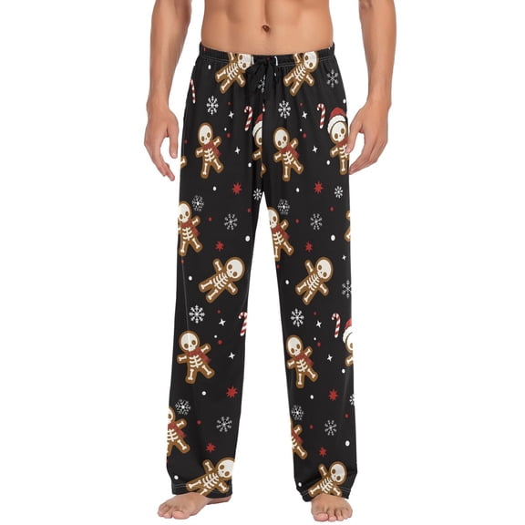 Skull Gingerbread Man Men's Pajama Pants Lightweight Pjs Bottoms Sleepwear Bottom Pants with Pocket Drawstring