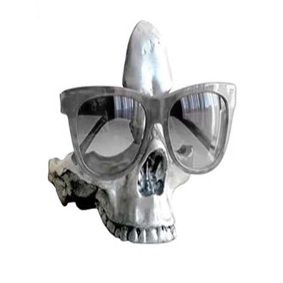Skull Glasses Stand, Skull-Shaped Resin Eyeglasses Holder, Creative Skeleton Head Statue Sunglasses Spectacle Display Rack for Home Entrance Living Room Office Decor