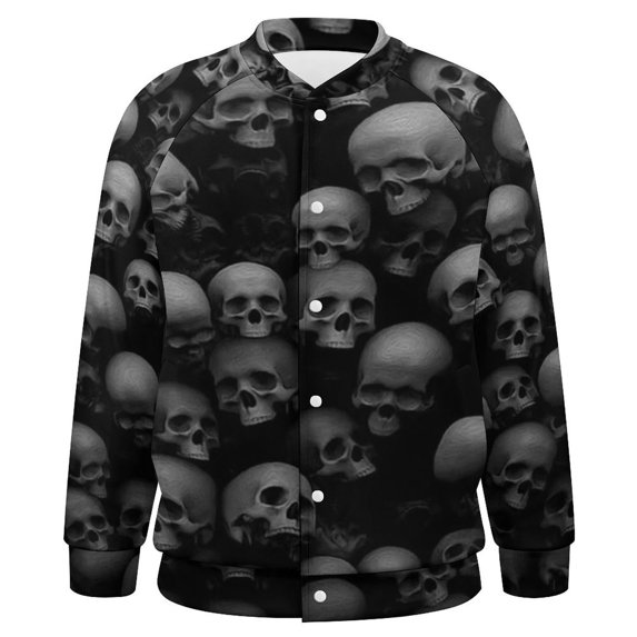 Skull Goth Skull Art Baseball Jersey Fashion Ribbed Sleeve Man Women's Jacket Motion Tops XXS-6XL