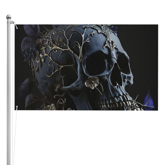 Skull Gothic Bones Witchy Double Sided Flag 3x5FT Reversible Garden Flag Outdoor Decor for House, Porch, Lawn, Yard, Indoor Wall, Party Decoration