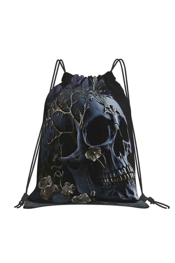 Skull Gothic Bones Witchy Large Drawstring Backpack Casual Cinch Sack Bag Backpack for Sports Hiking Travel Gym