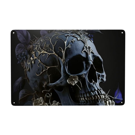 Skull Gothic Bones Witchy Metal Tin Sign Wall Decoration Home Garden Cafes Kitchen Art Decor 8x12 Inch