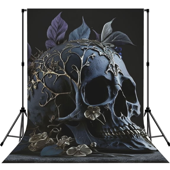 Skull Gothic Bones Witchy Photography Backdrop 5x7Ft Background for Photo Studio Video Recording Birthday Party Wedding Home Decor
