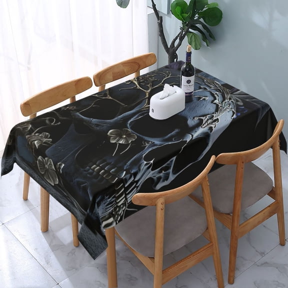 Skull Gothic Bones Witchy Rectangular Tablecloth 54"x 72" Waterproof Rectangle Table Cover Cloth for Kitchen Dining Room Picnic Home Party