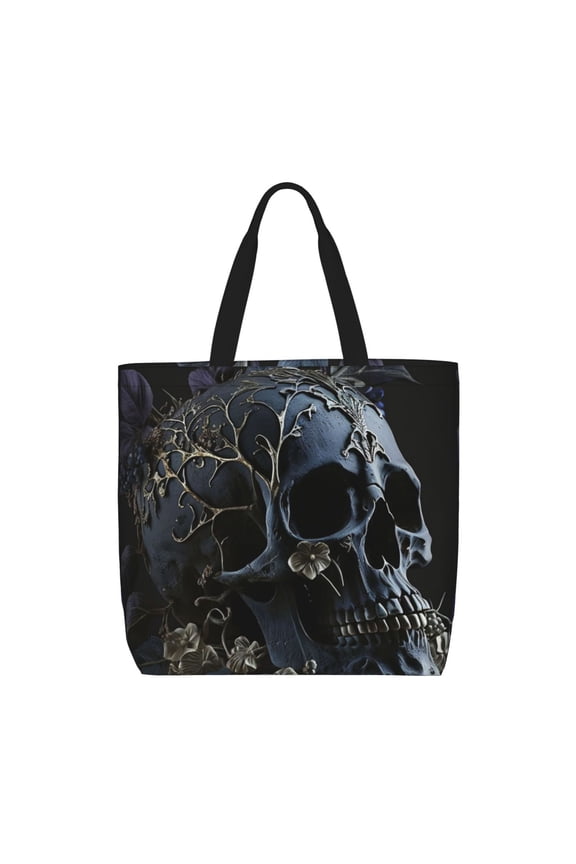 Skull Gothic Bones Witchy Tote Bag Reusable Shoulder Handbag Top Handle Purse for Shopping Work