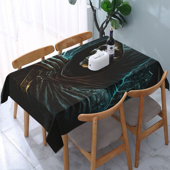 Skull Gothic Death Grim Reaper Rectangular Tablecloth 54"x 72" Waterproof Rectangle Table Cover Cloth for Kitchen Dining Room Picnic Home Party
