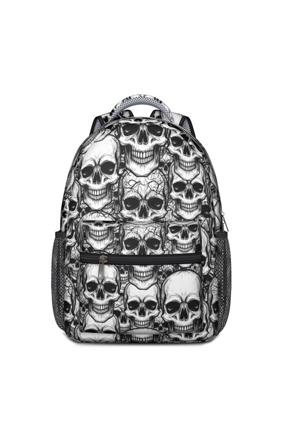 Skull Gothic Pattern Backpack for School, Cute School Bag with Adjustable Shoulder Straps and Padded Back, 15.3"x11"x6.7"