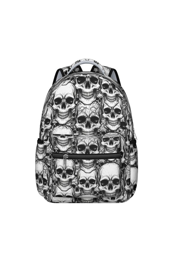 Skull Gothic Pattern Backpack for School, Cute School Bag with Adjustable Shoulder Straps and Padded Back, 15.3"x11"x7.1"