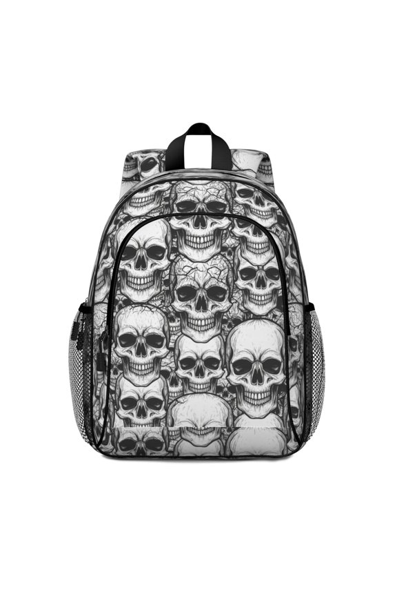 Skull Gothic Pattern Backpack for School, Cute School Bag with Adjustable Shoulder Straps and Padded Back, 15"x11.42"x5.5"