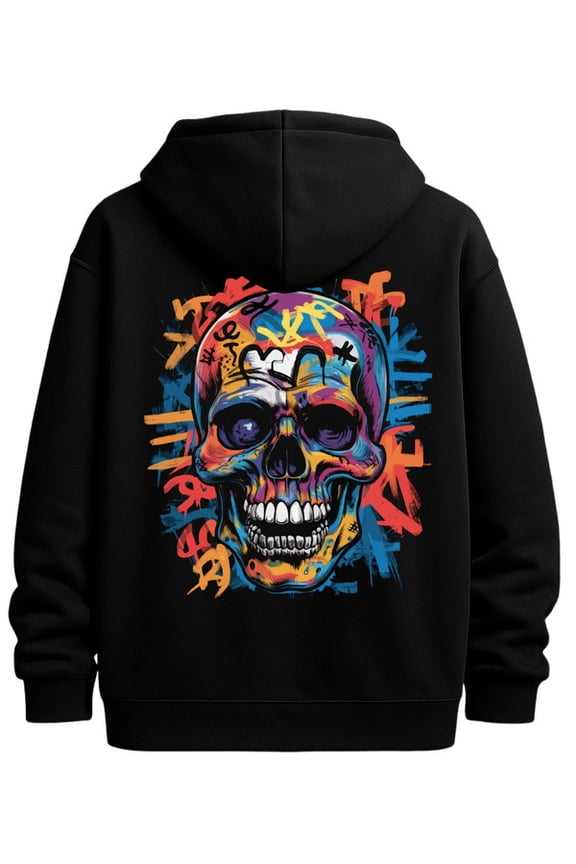 Skull Graffiti Hoodie funny hoodies fire skeleton men's sweater hoodie black All-Season Fitness Top, Sleek Sporty Look, Durable Sportswear graphic 3d idk