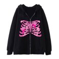 thumbnail image 1 of Skull Graphic Hoodie Gothic Style Zip-Up Sweatshirt Unisex Oversized Casual Vintage Pullover, 1 of 3