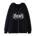 thumbnail image 1 of Skull Graphic Hoodie Gothic Style Zip-Up Sweatshirt Unisex Oversized Casual Vintage Pullover, 1 of 3
