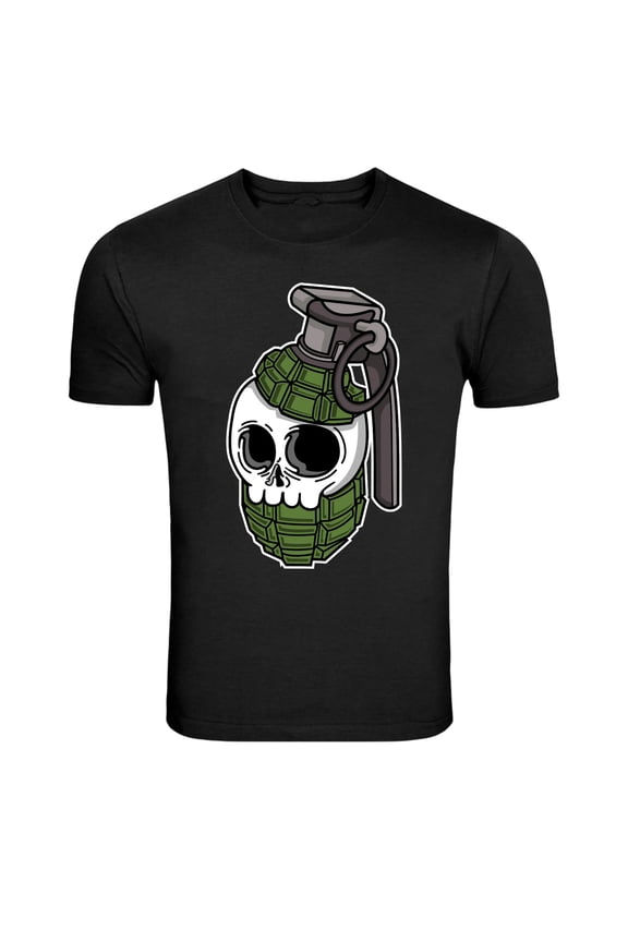 Skull Grenade Military War Graphic T-Shirt