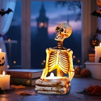 Skull Halloween Candelabra Decorations Indoor, Halloween Candles Holder with LED Lights for Scary Mansion Decor,Candlesticks for Table Home Party (B)