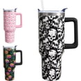 thumbnail image 1 of Skull Halloween Gifts for Women Men, Goth Horror Stainless Steel Insulated Travel Coffee Cup, 40 Oz Tumbler with Handle and Straw, Holiday Birthday Water Bottle, 1 of 6