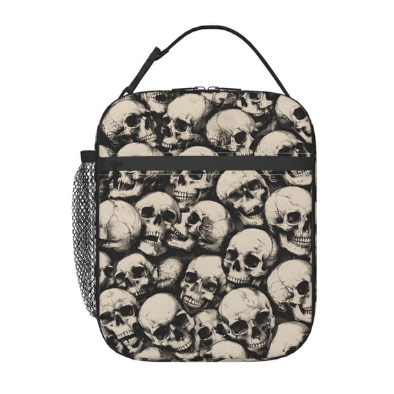 Skull Halloween Lunch Bag Reusable Thermal Lunch Box with Handle for Women and Men