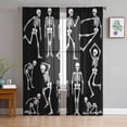 thumbnail image 1 of Skull Halloween Semi Sheer Curtains 84 Inch Length 2 Panels Set, Retro Skeleton Abstract Art Sheer Kitchen Curtain Privacy Voile Window Curtain for Living Room Bedroom Rod Pocket Drapes, 1 of 7