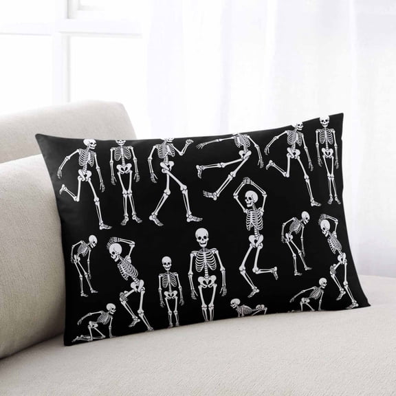 Skull Halloween Throw Pillow Covers, Retro Skeleton Abstract Art Soft Breathable Pillow Cases with Invisible Zipper for Sleeping, Queen Size Pillowcases for Couch Bed Sofa Chair 20x30 Inches