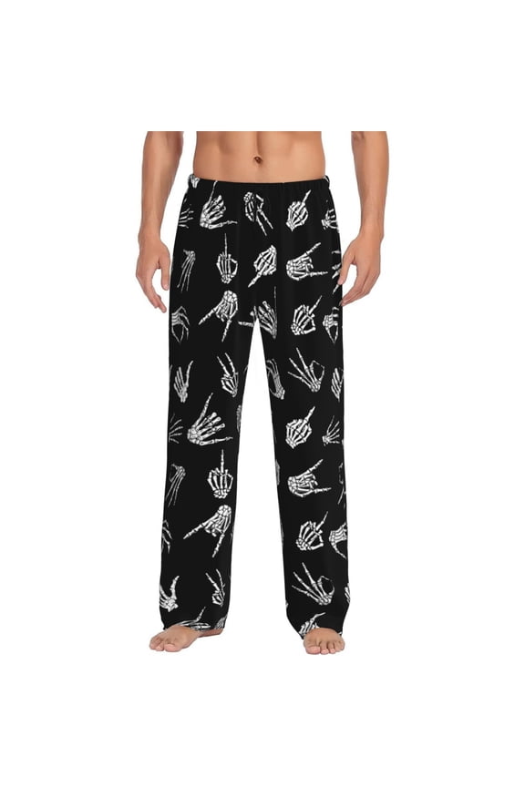 Skull Hand Men'S Pajama Pants Soft Sleep Lounge Pants Pjs Bottoms With Pockets 3x-Large