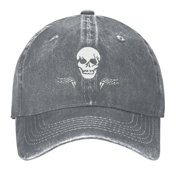Skull Hand Print Vintage Wash Dad Hat Adjustable Curved Brim Baseball Cap,Casual Outdoor Sports Fishing Cap for Men and Women