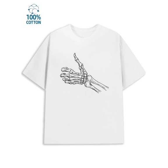 Greenink Skull Hand Tee men's 180G Cotton white Funny Unisex Shirt Printed tshirts Original Unisex Shirt Graphic Tee tshirts Original Unisex Shirt Short Sleeve tshirts