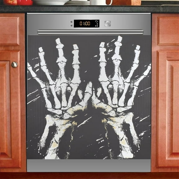 Skull Hands Dishwasher Magnetic Refrigerator Magnet Cover Kitchen Art Panel Decal Sticker Home Decorative 23"x26"
