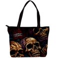 thumbnail image 1 of Skull Head Canvas Leather Mix Hand Bag Twill Sponge Jeanette 30x10.5x39cm/11.8x4.1x15.4in, 1 of 5