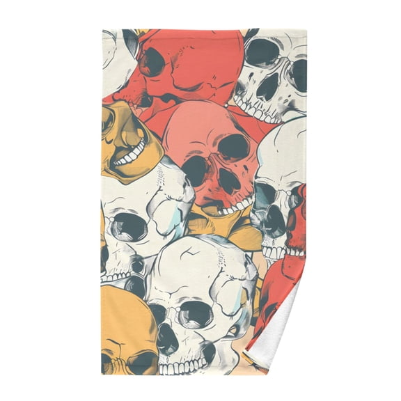 Skull Head Hand Drawn Cotton Face Towel Soft Hand Towel Absorbent Bathroom Towel for Kitchen Hotel