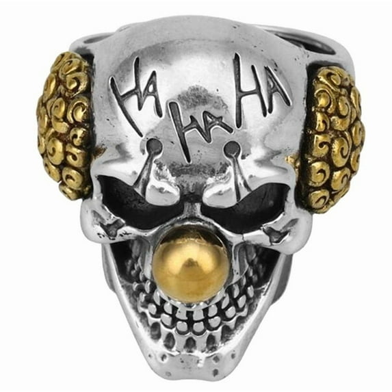 Skull Head Ring for Men - Gothic Clown Joker Vampire Devil Ring - Vintage Punk Halloween Biker Cocktail Party Jewelry Gift