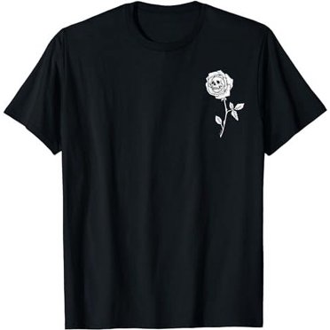 Insanity Clothing Men's Skulls & Roses Banner V-Neck Tee – Goth Punk Style, Black/White
