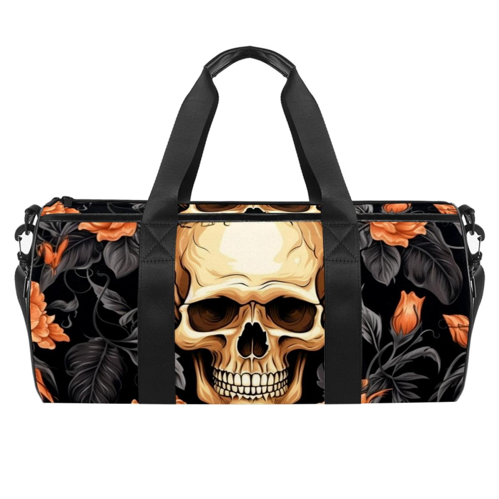 Skull Head Soccer Bag and Gym Bags 17.7 Inches Swim Bag with Interior Zipper Pocket for Large Capacity Luggage Bag Walmart