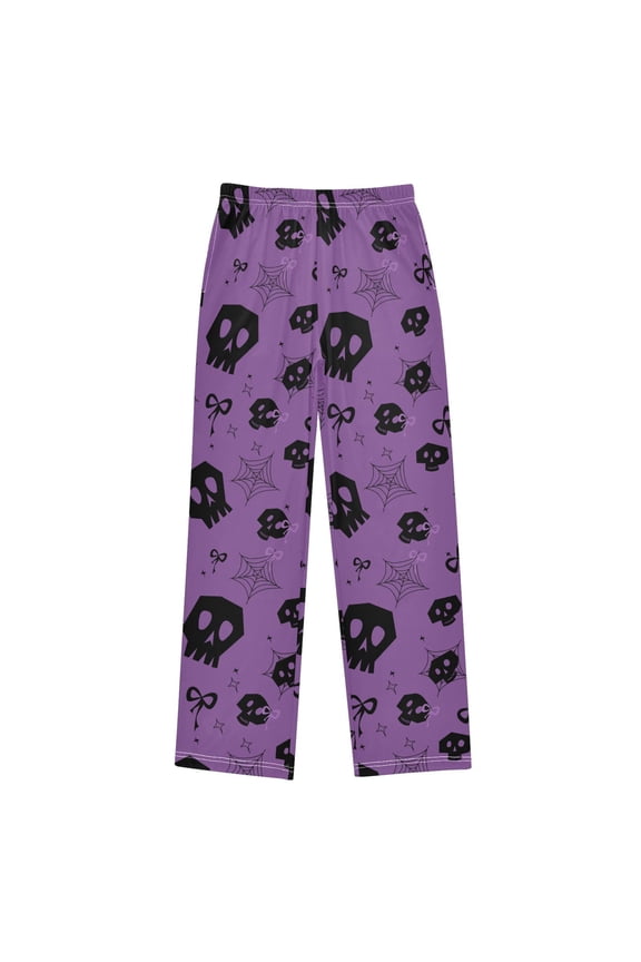 Skull Head Web Bow Pattern Pajama Pants Soft Lightweight Lounge Pants Bottoms Sleep Pants Warm Comfy