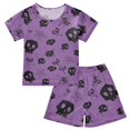thumbnail image 1 of Skull Head Web Bow Pattern Summer Pajama Set Soft Cotton Short Sleeve Sleepwear 2PCS Pajama Sets Breathable Lounge Set Size 12Y, 1 of 7