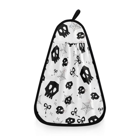 Skull Head Web Pattern Hand Towel Quick Drying Home Storage Kitchen Towel Hooks Dish Cloths