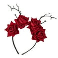 thumbnail image 1 of Skull Headband Halloween Tiaras And Crowns Goth Flower Headband Day of The Dead Headband Rose Flower Crowns Hairband, 1 of 3