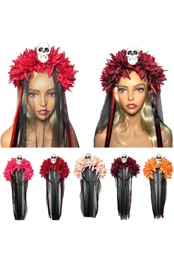 Skull Headband Head Decorative Ornament Household Supplies For Holiday New Year Party Decorations Gift-Red
