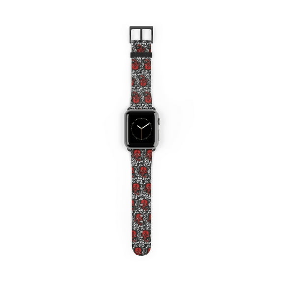 Skull Headed Faux Leather Band For Apple Watch-Series 1-9/SE Devices