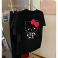 thumbnail image 1 of Skull Hello Kitty T Shirts 100% Cotton Cartoon Sanrio Printed T-Shirt for Women Oversized Halloween Hello Kitty Tees Y2k Tops, 1 of 9