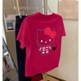 thumbnail image 1 of Skull Hello Kitty T Shirts 100% Cotton Cartoon Sanrio Printed T-Shirt for Women Oversized Halloween Hello Kitty Tees Y2k Tops, 1 of 9