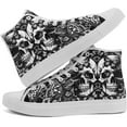 thumbnail image 1 of Skull High Top Canvas Sneakers for Men Women, Gothic Floral Print Streetwear Casual Fashion Skate Shoes, 1 of 7