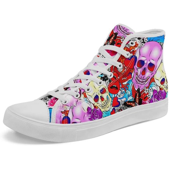 Skull High Tops Canvas Shoes for Men Women Classic Lace Up Gothic Fashion Sneaker Street Casual Canvas Sneakers